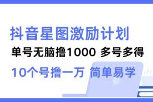 抖音星图激励计划 单号可撸1000  2个号2000  多号多得 简单易学-欢迎访问本站