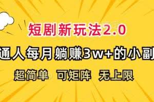 短剧新玩法2.0，超简单，普通人每月躺赚3w+的小副业-欢迎访问本站