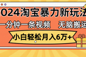 一分钟一条视频，无脑搬运，小白轻松月入6万+2024淘宝暴力新玩法，可批量-欢迎访问本站