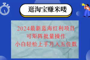 2024淘宝蓝海红利项目，无脑搬运操作简单，小白轻松月入五位数，可矩阵…-欢迎访问本站