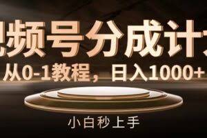 视频号分成计划，从0-1教程，日入1000+-欢迎访问本站