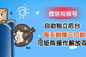 微信视频号自助独立后台每天躺赚三位数可矩阵操作解放双手-欢迎访问本站