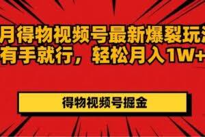 7月得物视频号最新爆裂玩法有手就行，轻松月入1W+-欢迎访问本站