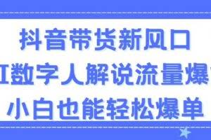 抖音带货新风口，AI数字人解说，流量爆炸，小白也能轻松爆单-欢迎访问本站