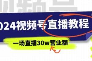2024视频号直播教程：视频号如何赚钱详细教学，一场直播30w营业额-欢迎访问本站