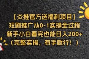 【炎推官方送福利项目】短剧推广从0-1实操全过程，新手小白看完也能日…-欢迎访问本站