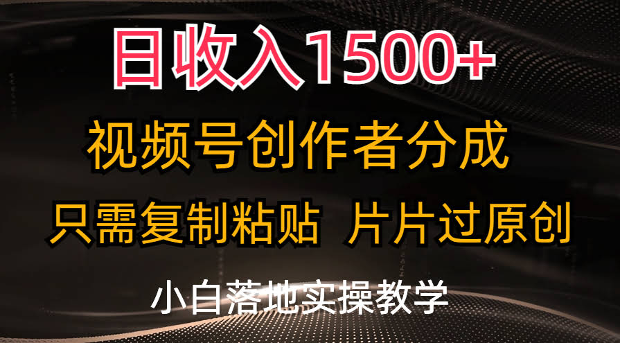 图片[1]-日收入1500+，视频号创作者分成，只需复制粘贴，片片过原创，小白也可…-欢迎访问本站