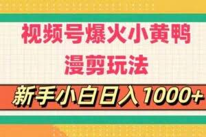 视频号爆火小黄鸭搞笑漫剪玩法，每日1小时，新手小白日入1000+-欢迎访问本站