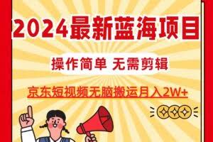 2024最新蓝海项目，无需剪辑，京东图文短视频无脑搬运月入2W+-欢迎访问本站