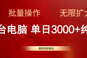 搜狐视频搬运，一台电脑单日3000+，批量操作，可无限扩大-欢迎访问本站