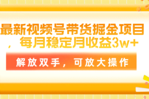 最新视频号带货掘金项目，每月稳定月收益3w+，解放双手，可放大操作-欢迎访问本站