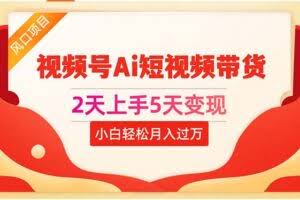 2天上手5天变现视频号Ai短视频带货0粉丝0基础小白轻松月入过万-欢迎访问本站