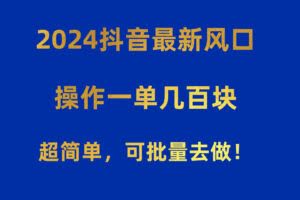2024抖音最新风口！操作一单几百块！超简单，可批量去做！！！-欢迎访问本站