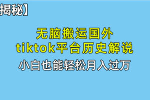 无脑搬运国外tiktok历史解说 无需剪辑,简单操作,轻松实现月入过万-欢迎访问本站