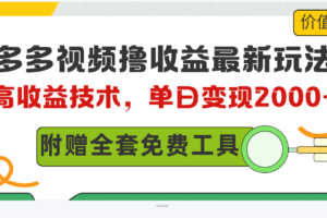 多多视频撸收益最新玩法,高收益技术,单日变现2000+,附赠全套技术资料-欢迎访问本站