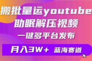 批量搬运YouTube解压助眠视频 一键多平台发布 月入2W+-欢迎访问本站