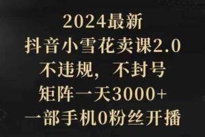 2024最新抖音小雪花卖课2.0 不违规 不封号 矩阵一天3000+一部手机0粉丝开播-欢迎访问本站