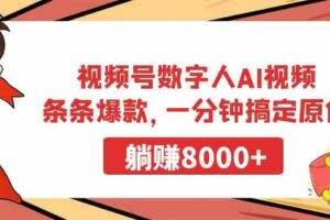 视频号数字人AI视频，条条爆款，一分钟搞定原创，躺赚8000+-欢迎访问本站