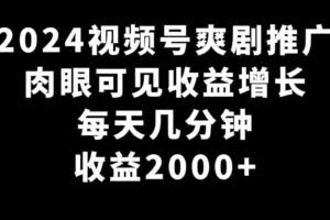 2024视频号爽剧推广，肉眼可见的收益增长，每天几分钟收益2000+-欢迎访问本站