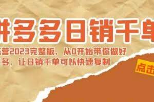 拼多多日销千单训练营2023完整版，从0开始带你做好拼多多，让日销千单可…-欢迎访问本站