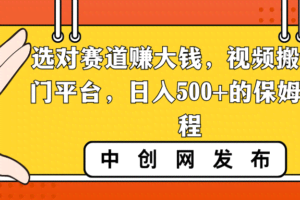 选对赛道赚大钱，视频搬运冷门平台，日入500+的保姆级教程-欢迎访问本站